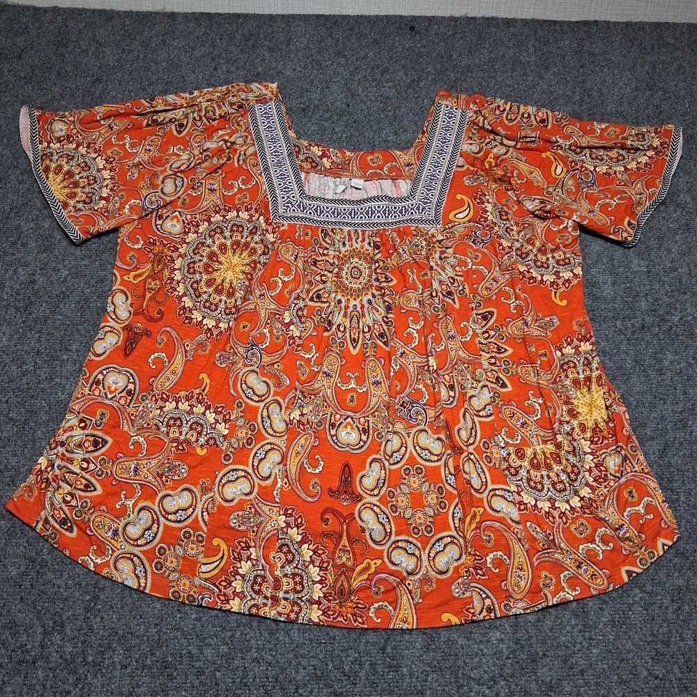 Cato established 1946 Women's 14/16W Square Neck Paisley Print Blouse Top